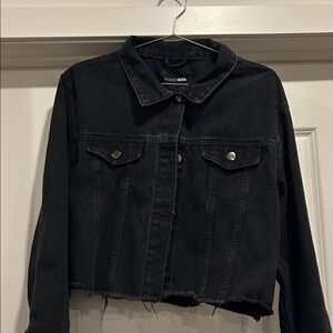 Fashion Nova Cropped Black Jean Jacket